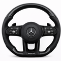 Black Leather Carbon Fibre Mercedes-AMG Flat Bottom Steering Wheel
