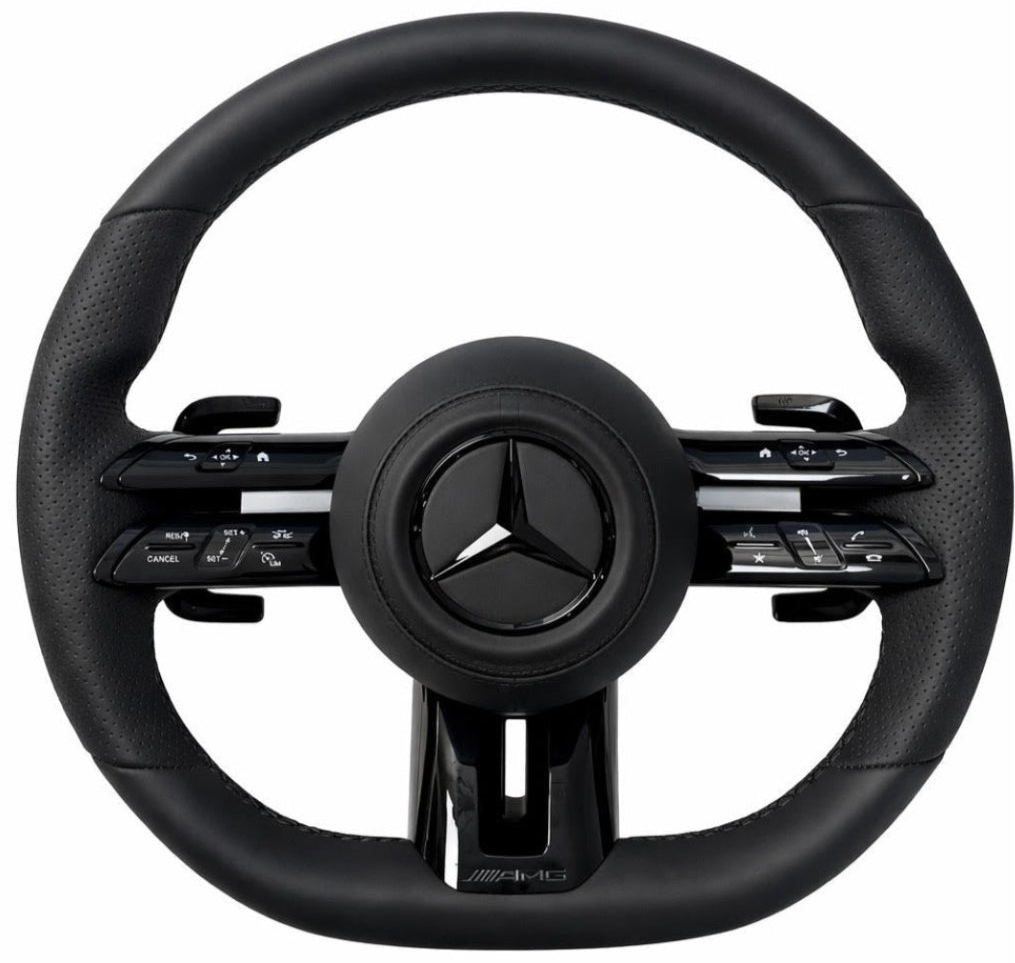 All Black Leather Mercedes AMG Steering Wheel
