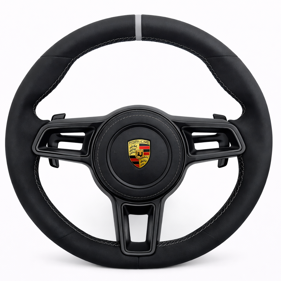 Black Leather Buttonless Porsche Steering Wheel