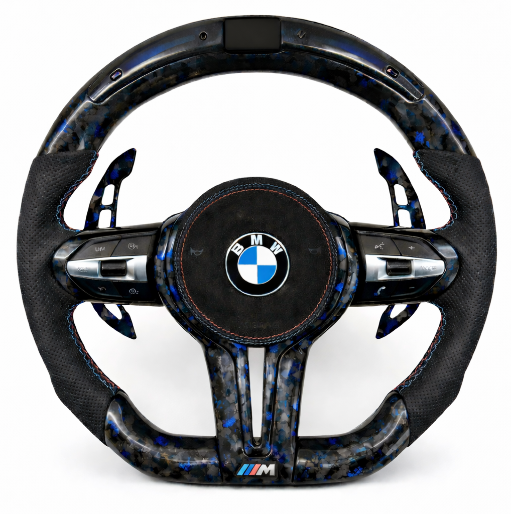 Midnight Blue Forged Carbon Rev LED BMW Steering Wheel