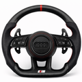 Black Carbon Fibre Leather Red Stripe Audi RS Steering Wheel