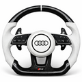 White Leather Carbon Fibre White Stripe Audi RS Steering Wheel