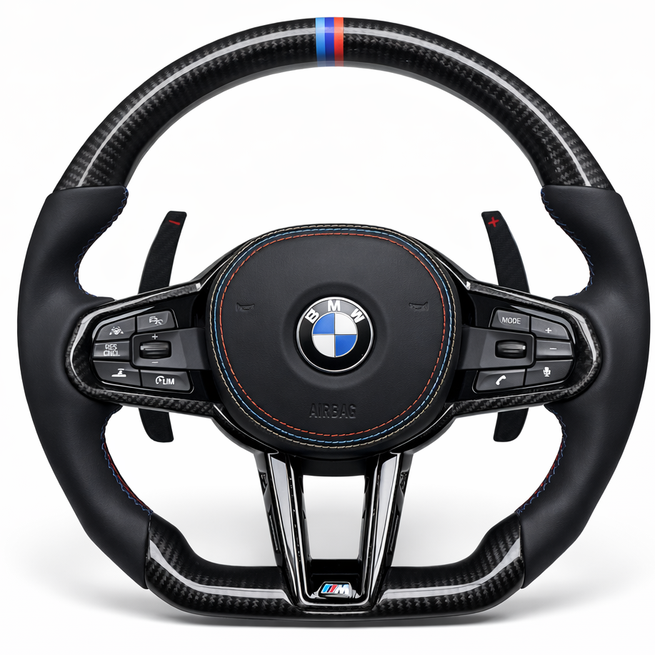 Black Carbon Fibre Leather M Stripe BMW M G-Series Steering Wheel