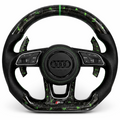 Green Forged Carbon Fibre Leather Green Stripe Audi RS Steering Wheel