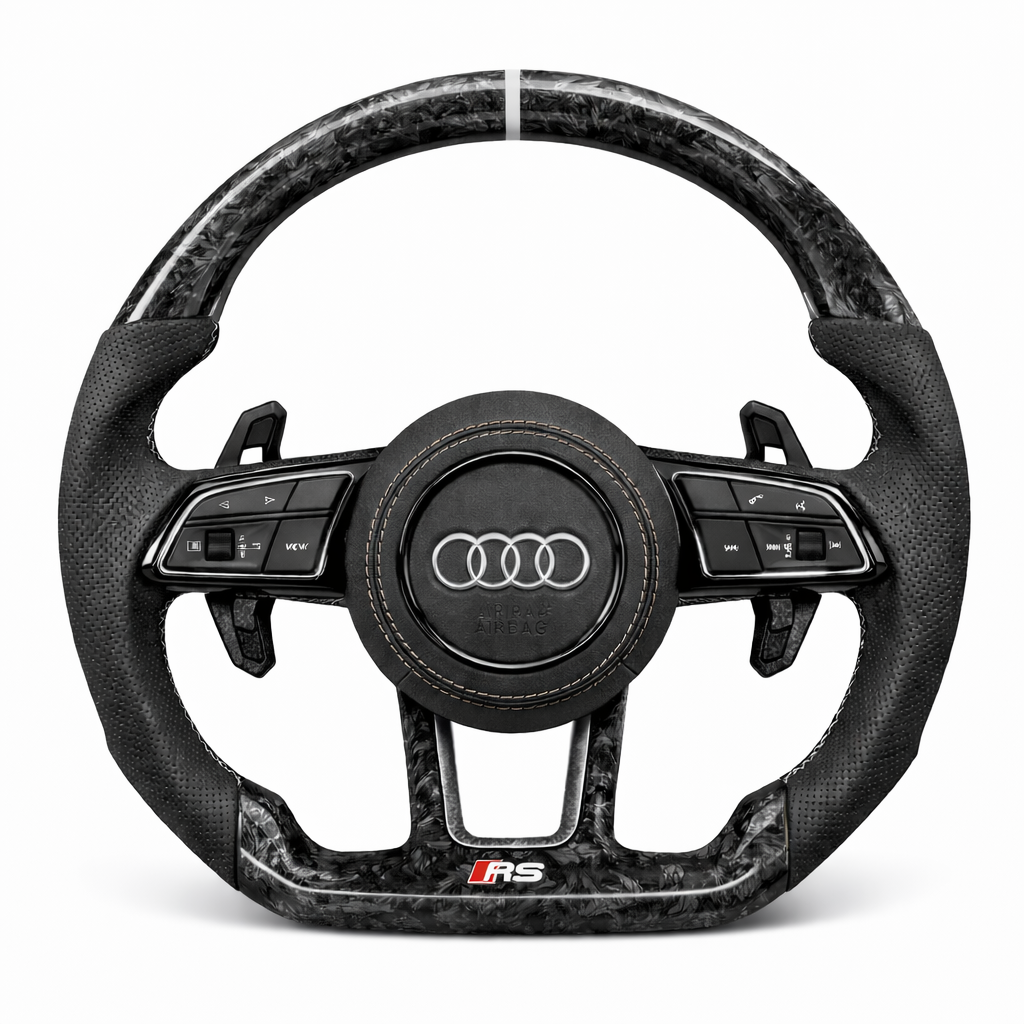Black Carbon Fibre Leather Audi RS Steering Wheel