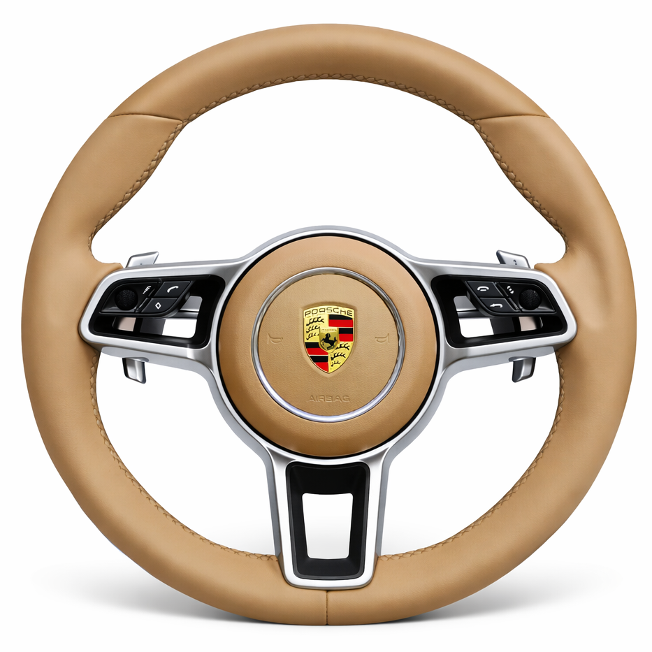 Beige Smooth Leather Porsche Steering Wheel