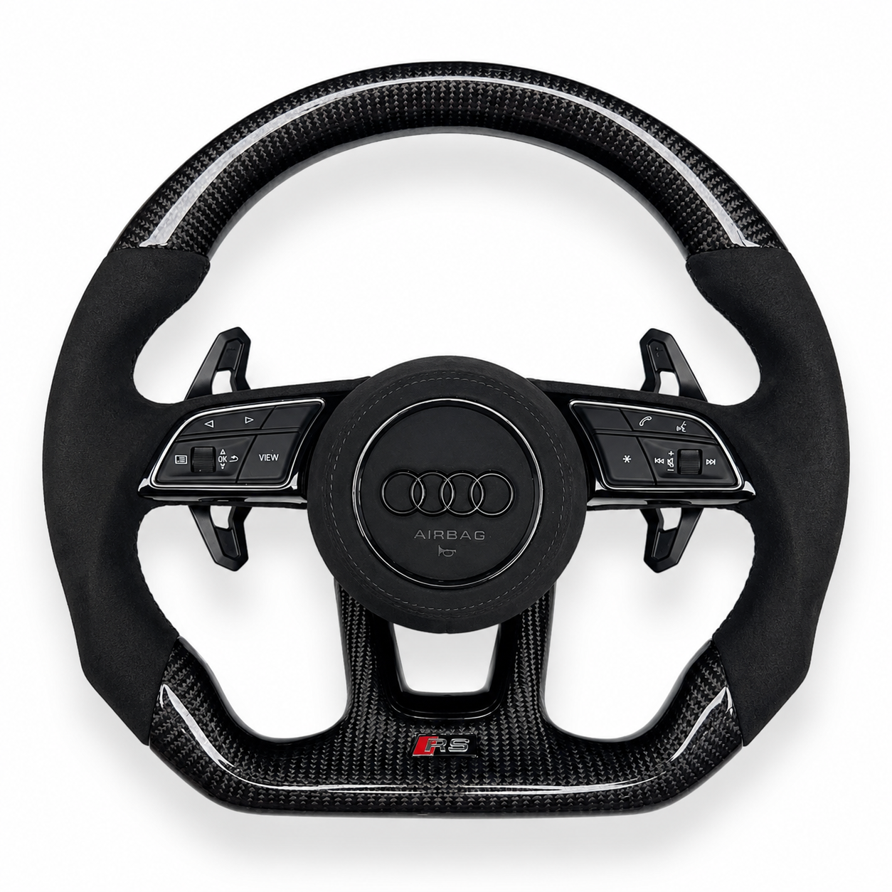 Black Alcantara Black Carbon Fibre Audi RS Steering Wheel