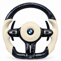 Cream Leather Blue Forged Carbon Fibre BMW M-Sport Steering Wheel