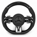 Black Carbon Fibre & Alcantara Rev LED Mercedes-AMG Steering Wheel - Black Badge