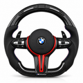 Black Leather Black Carbon Fibre Red Accent BMW Steering Wheel with rev LEDs