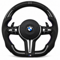 Black Leather Black Carbon Fibre BMW M Steering Wheel with Rev LEDs